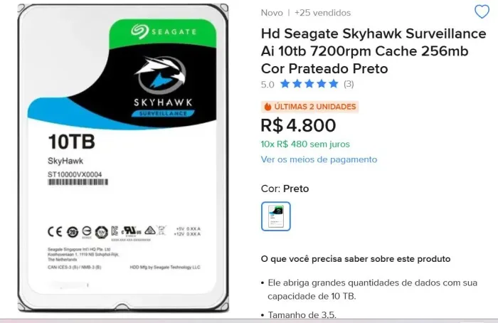Hd 10 teras seagate sky hwaker