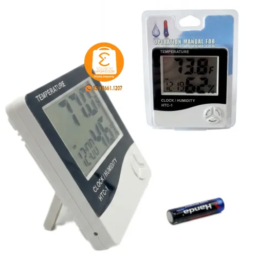 Termo Higrômetro, Alarme Medidor de Temperatura Umidade Relógio Termômetro Digital LCD