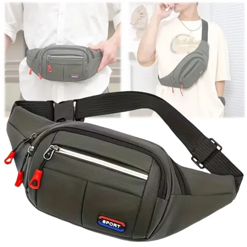 Pochete Impermeável Bolsa Transversal ou Cintura, Cor Verde - Sport