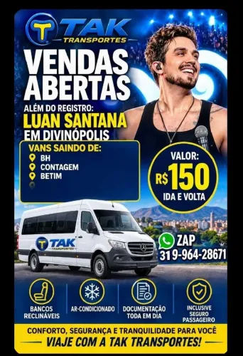 Transporte para show luan santana divinopolis