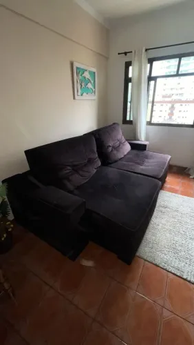 Sofá reclinável veludo preto