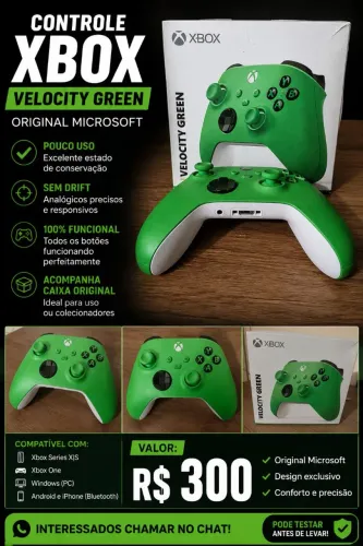 ? CONTROLE XBOX SERIES X|S VELOCITY GREEN ORIGINAL ?