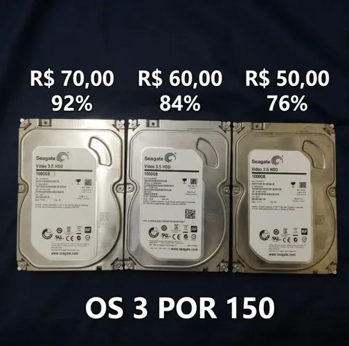HDs SEAGATE 1 tera - Usados, funcionando normalmente.