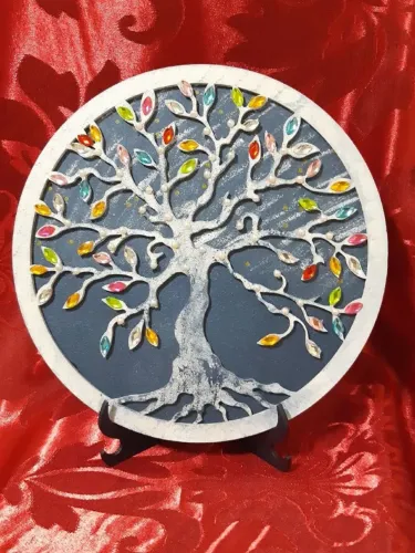 quadro decorativo árvore da vida Mdf com aplicações de cristais