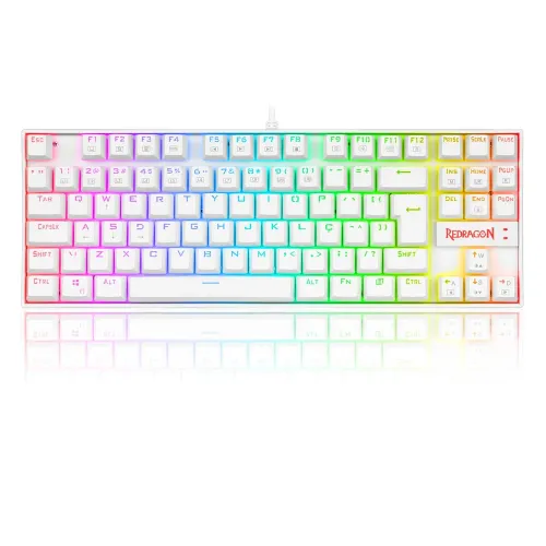 Teclado Kumara branco da Redragon com switchs marrons COM DEFEITO