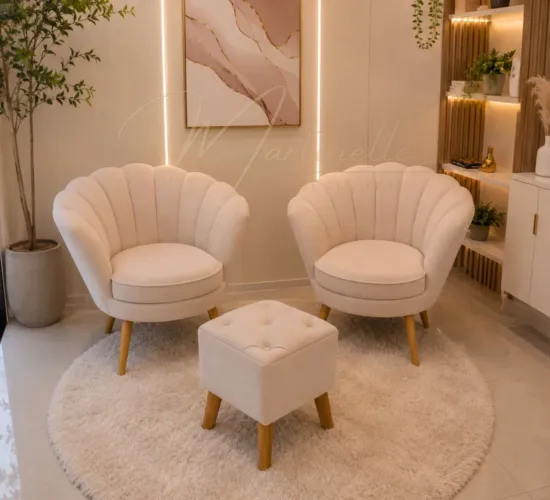 Kit Poltronas Pétala+Puff ! Tecido veludo , várias cores