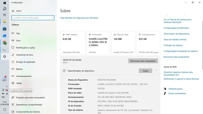 Notebook Lenovo ideapad 310 core i5 8gb ram 1Tb HD