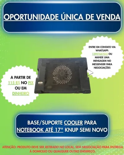 BASE/SUPORTE COOLER PARA NOTEBOOK ATÉ 17" KNUP SEMI NOVO