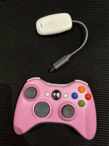 Controle Xbox 360 Sem Fio Rosa + Adaptador USB