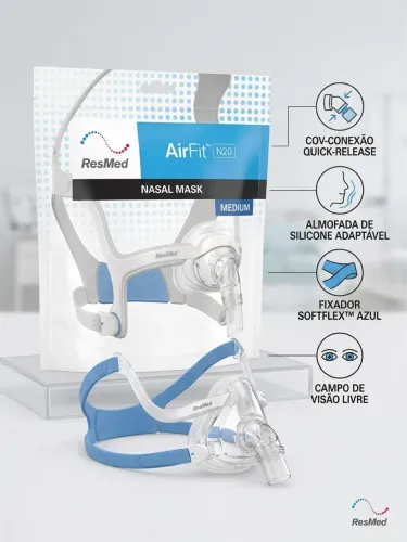 Máscara Nasal CPAP ResMed AirFit? N20 (Tamanho M)