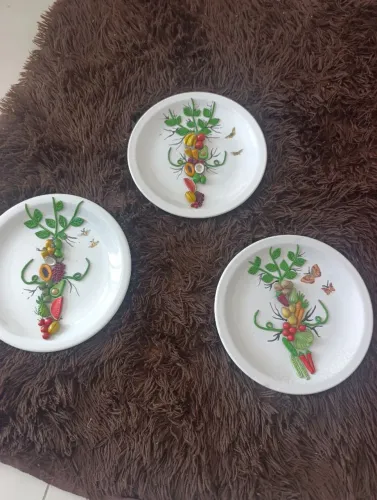 Vendo 03 PRATOS DECORADOS PARA COZINHA POR UMA ARTESÃ DE RECIFE  