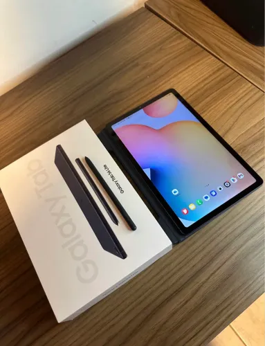 Tablet Samsung S6 Lite 128gb, 4ram, + capa book + s-pen Original, Na garantia ainda !!