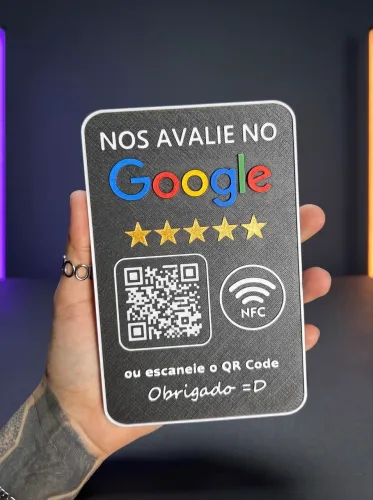 Mais Avaliações para Seu Negócio! Placa Google QR Code + NFC 3D
