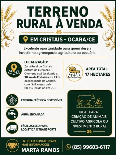 Terreno Rural à Venda em Cristais - Ocara/CE