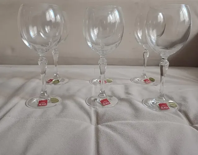 conjunto 6 taças água cristal Eslovaco rona 320ml