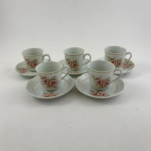 JOGO DE XÍCARAS DE CAFÉ - PORCELANA REAL - 6 PEÇAS