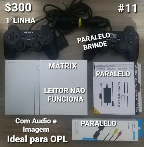 PS2 SLIM SATIN SILVER *LEITOR NÃO FUNCIONA *