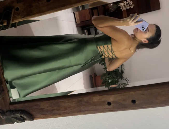 Vestido madrinha verde oliva