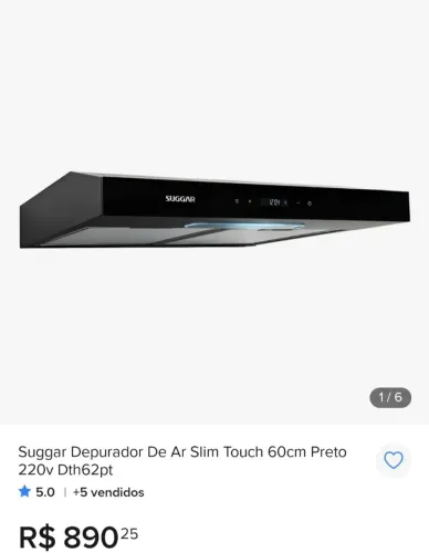 Suggar depurador de ar slim touch 60 cm
