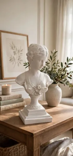 Escultura Busto Feminino - Clássico 26x12cm - Busto grego branco