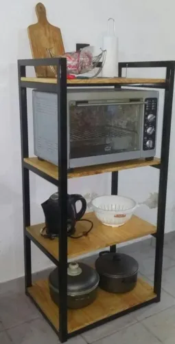 ESTANTE DESIGN ESTILO INDUSTRIAL PARA MICROONDAS/FORNO ELÉTRICO OUTROS RM AÇO E MADEIRA