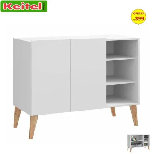 Buffet Multiuso Leaves 2 Portas Com Nicho Lateral Cor Branco - 1003