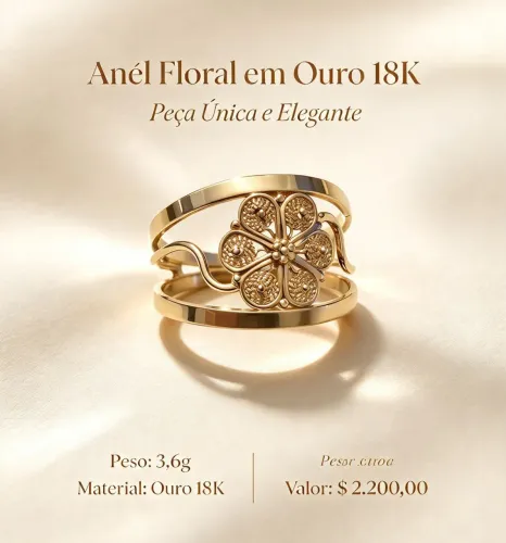 Vendo anel trabalhado ouro 18 k