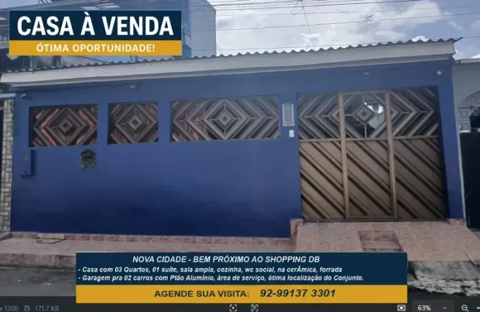 NOVA CIDADE, ÓTIMO IMÓVEL DE 03 QUARTOS/SUÍTE