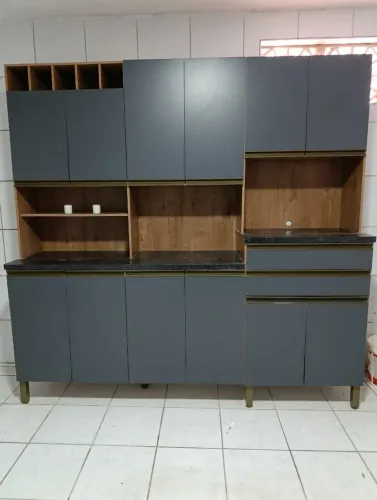 Armário de Cozinha Grande Estilo Planejado 100% MDF 2,06mx2,02m com Balcão