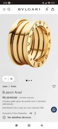 Anel Bvlgari modelo B.zero1