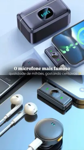 Microfone Sem Fio Profissional para Celular e Notebook