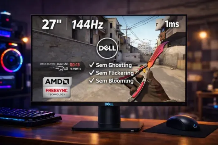 Monitor Gamer COMPETITIVO CS:GO e todos FPS - DELL 27" - 144Hz 1ms FreeSync TOP de linha!