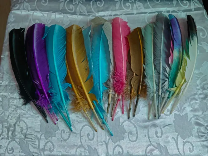 Penas Decorativas Coloridas - Kit com 10 Unidades