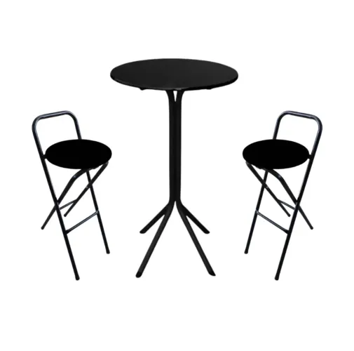 Kit Bistrô Mesa C/ 2 Banquetas Altas Em Aço Balcão Bar