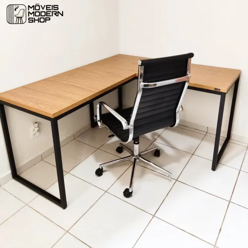 Mesa industrial Home office de L sob encomenda