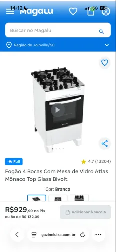 Fogão/forno 4 bocas
