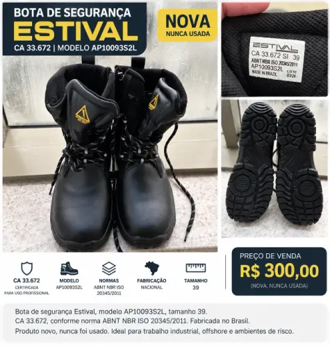 Bota de Segurança Estival Air Power Nova Nº 39 CA 33.672