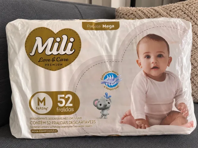 Fralda Mili Premium M - 52 unidades - Lacrada
