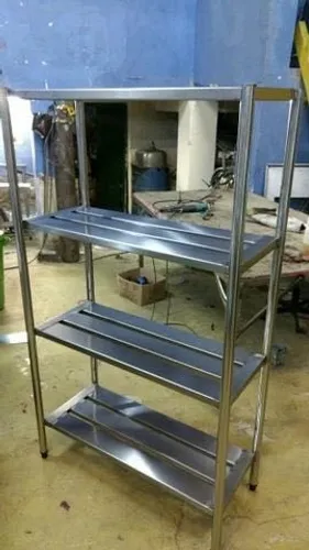 Estante industrial em aço inox escovado chapa grossa sob medida