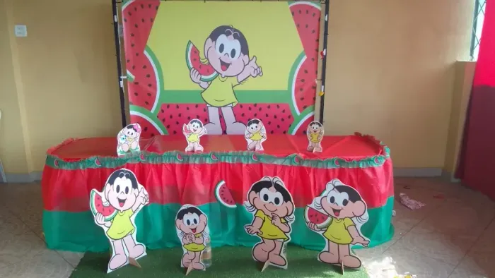 Kit Display Magali Painel Festa Aniversário 2x1,50 8 Totens + Saia personalizada