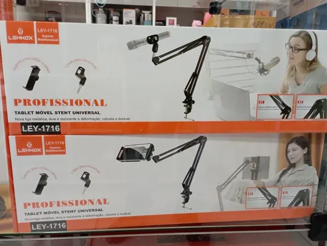 Suporte para microfone e celular mesa