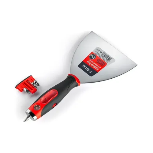 Espátula Inox 5'' 12cm para Drywall com Bits Ponteira Fenda e Phillips 1'' Atlas AT1414