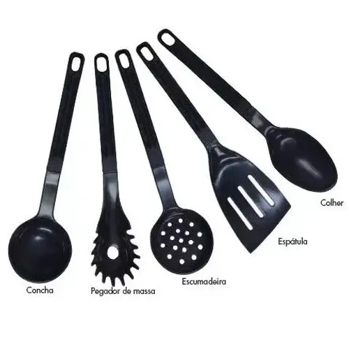 Jogo Kit Com 6 Peças De Colheres Em Concha Utensílios Para Cozinha