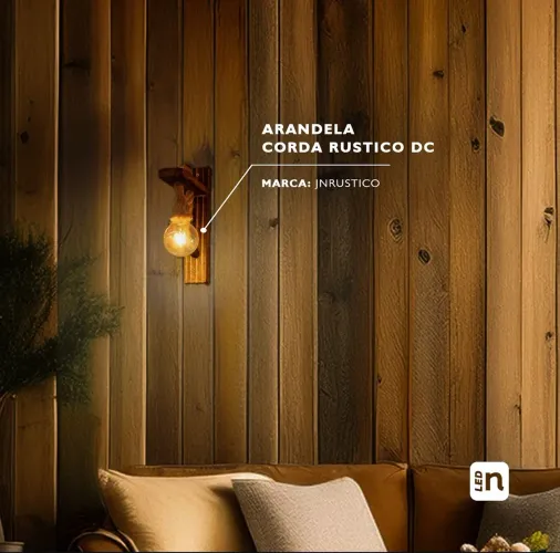 Arandela corda rústico + lâmpada filamento led 4w 