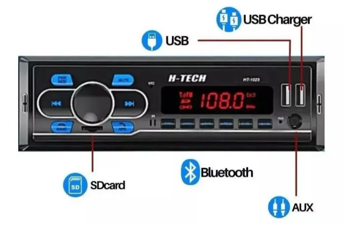 Auto rádio bluetooth USB 2 USB