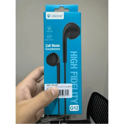 Fone De Ouvido com Fio P2 modelo G12 Preto - Celebrate cod: 1635