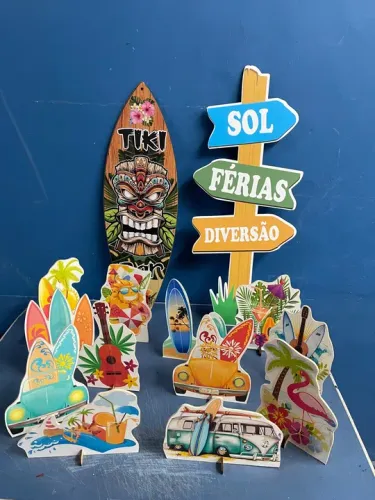 12 displays festa tropical, hawaiana, luau? 