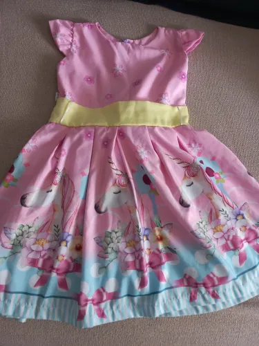 Vestido Infantil Unicórnio Rosa