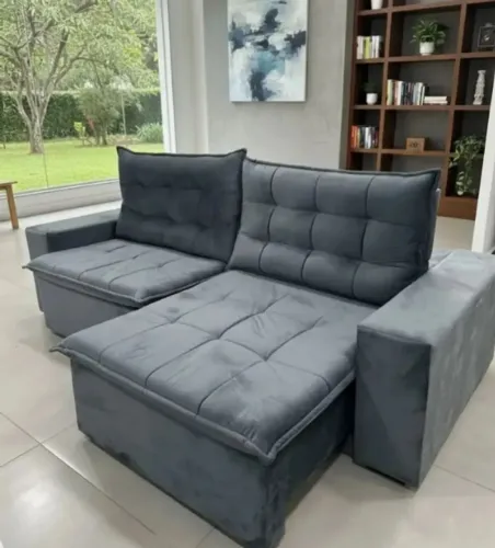 Sofá amora retratil e reclinavel na cor cinza (em estoque)