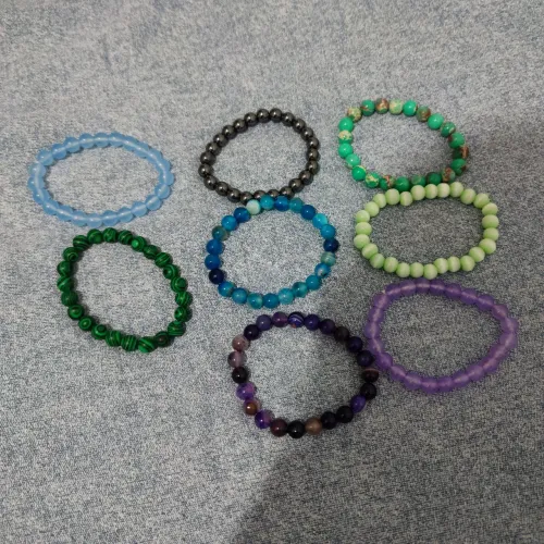 Pulseiras de pedras naturais bolinhas - kit 8 unidades